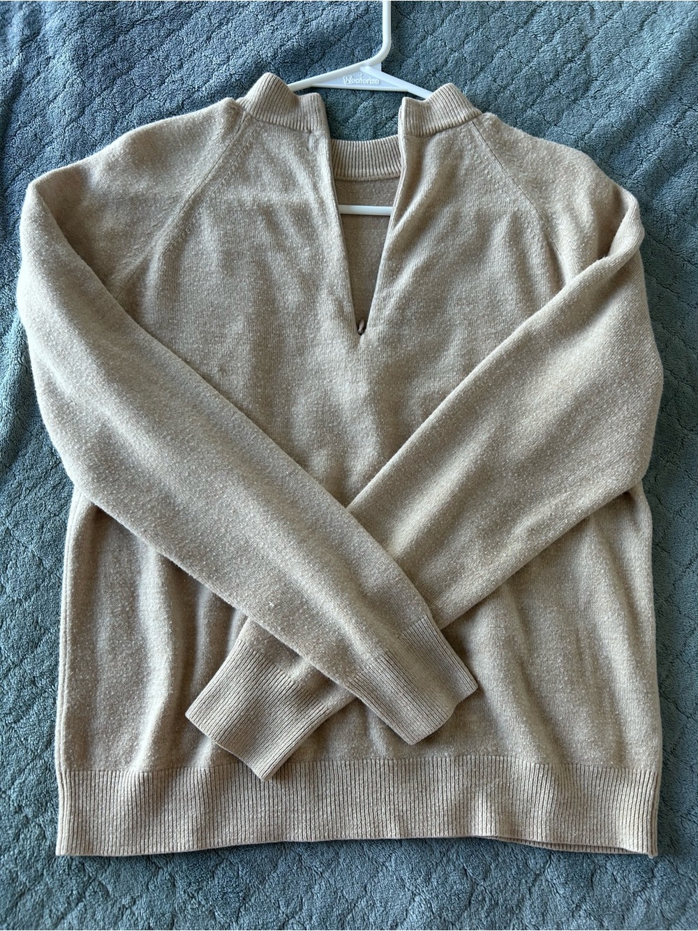 Beige Zip Cashmere Sweater